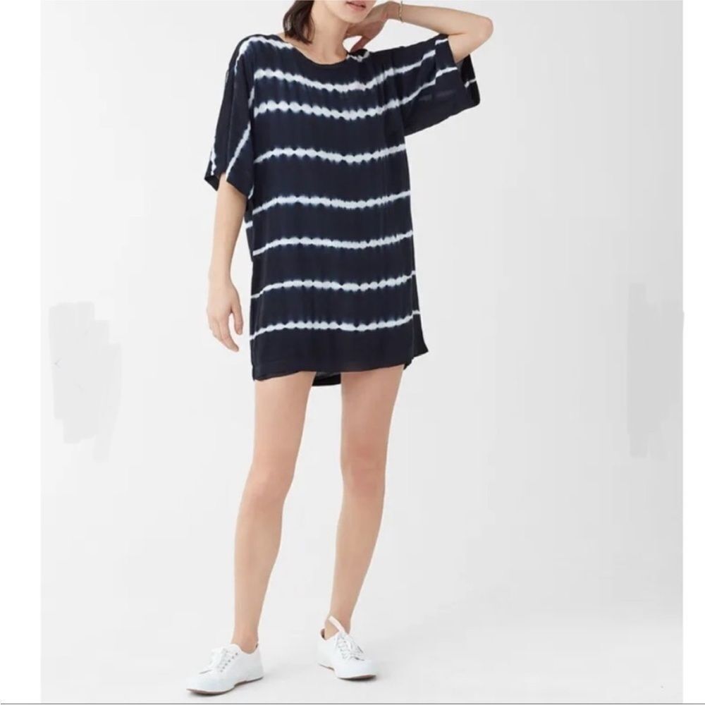 Splendid La Marea Tie Dye Dress Navy/White Striped Size XSmall NWT
